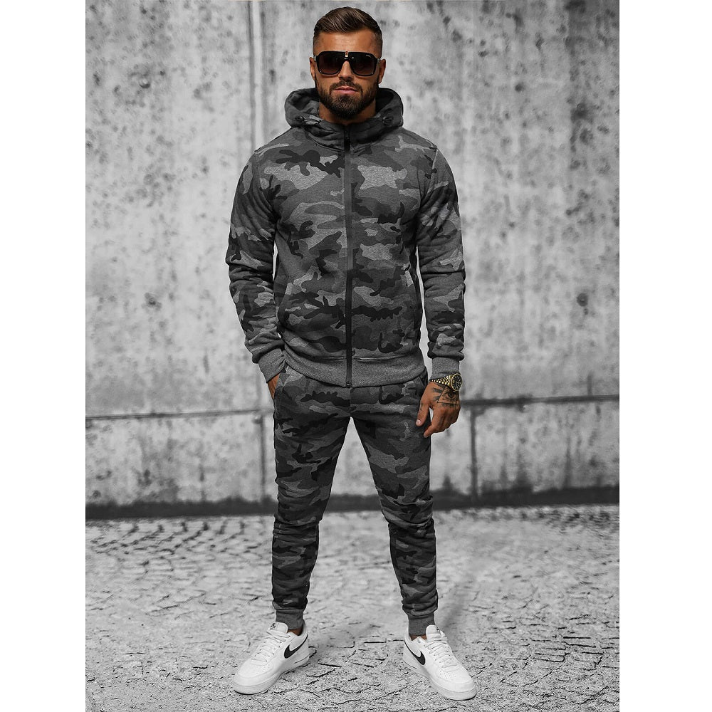 Grafitgrå camo träningsoverall - Herr framifrån