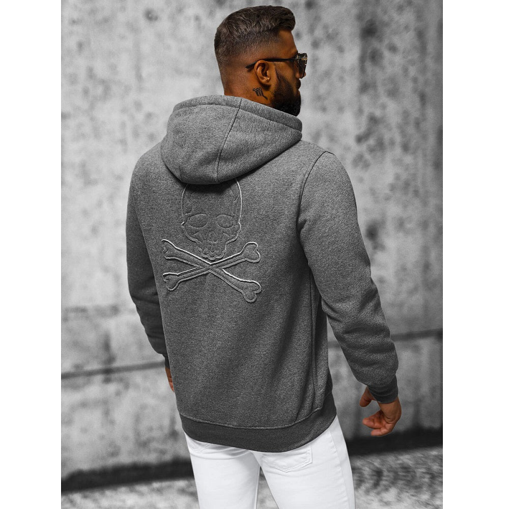 Grafitgrå luvtröja - Zip hoodie herr bakifrån