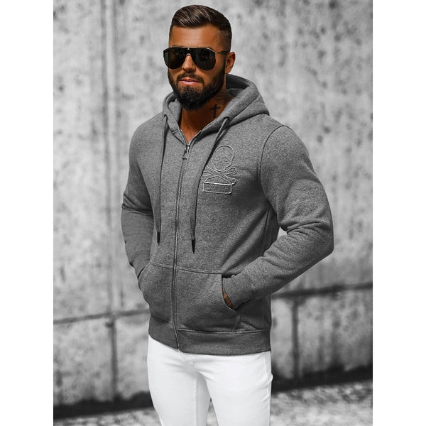 Grafitgrå luvtröja - Zip hoodie herr
