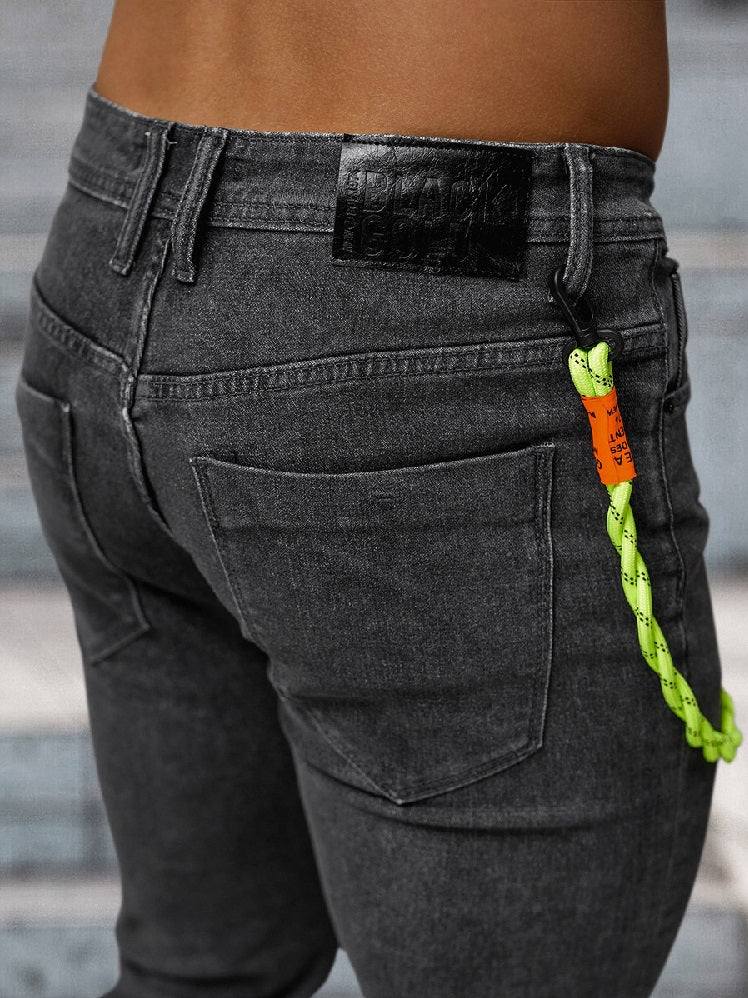 Jeans med hängsmycke - Grafitgråa Herrbyxor zoomad bak