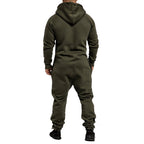 Supersköna unisex jumpsuits med luva - varm och gosig onesie grön bakifrån