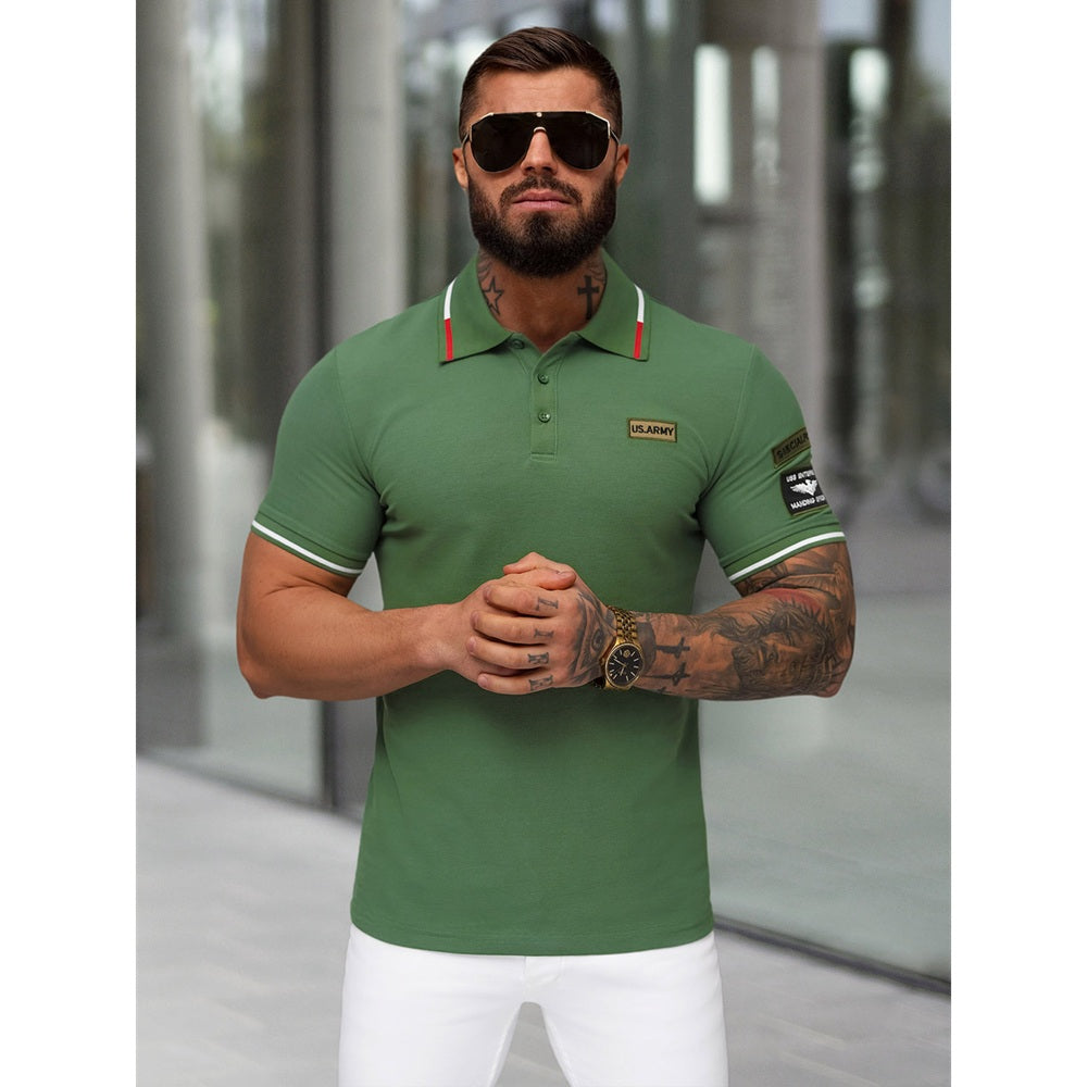 Pikétröja Herr - Grön Herrtröja Militärstil