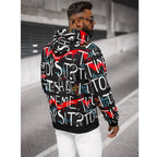Svart Hoodie Herr printed all over - Herrtröja - Utförsäljning
