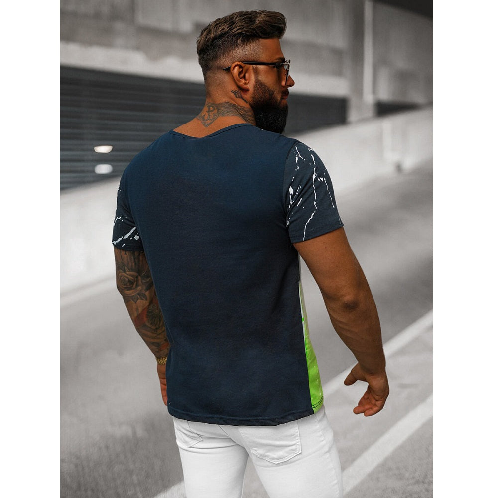 Häftig trefärgad t-shirt - Marmorerade bakifrån