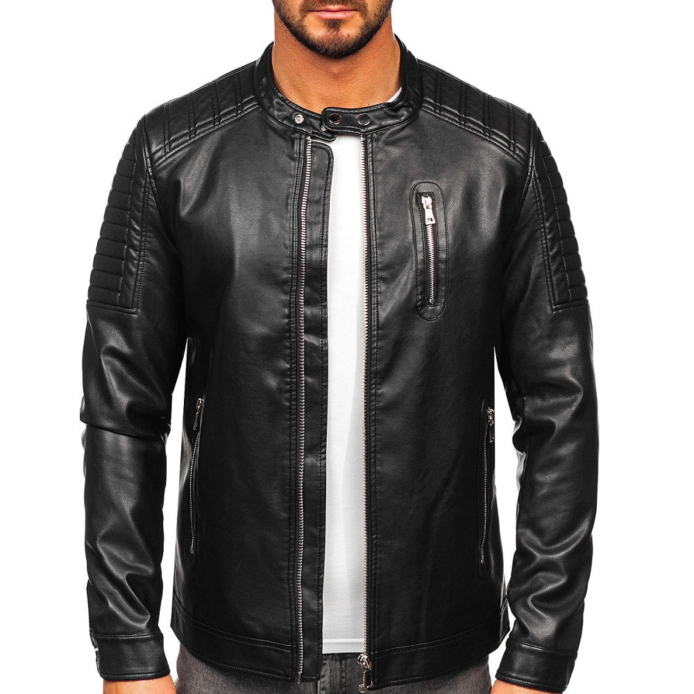 Läderjacka bikerstil - herrskinnjacka
