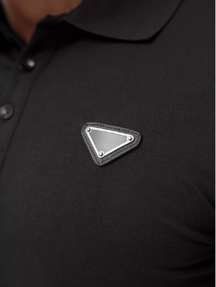 Svart Herrtröja med Patch - Pikétröja zoomad