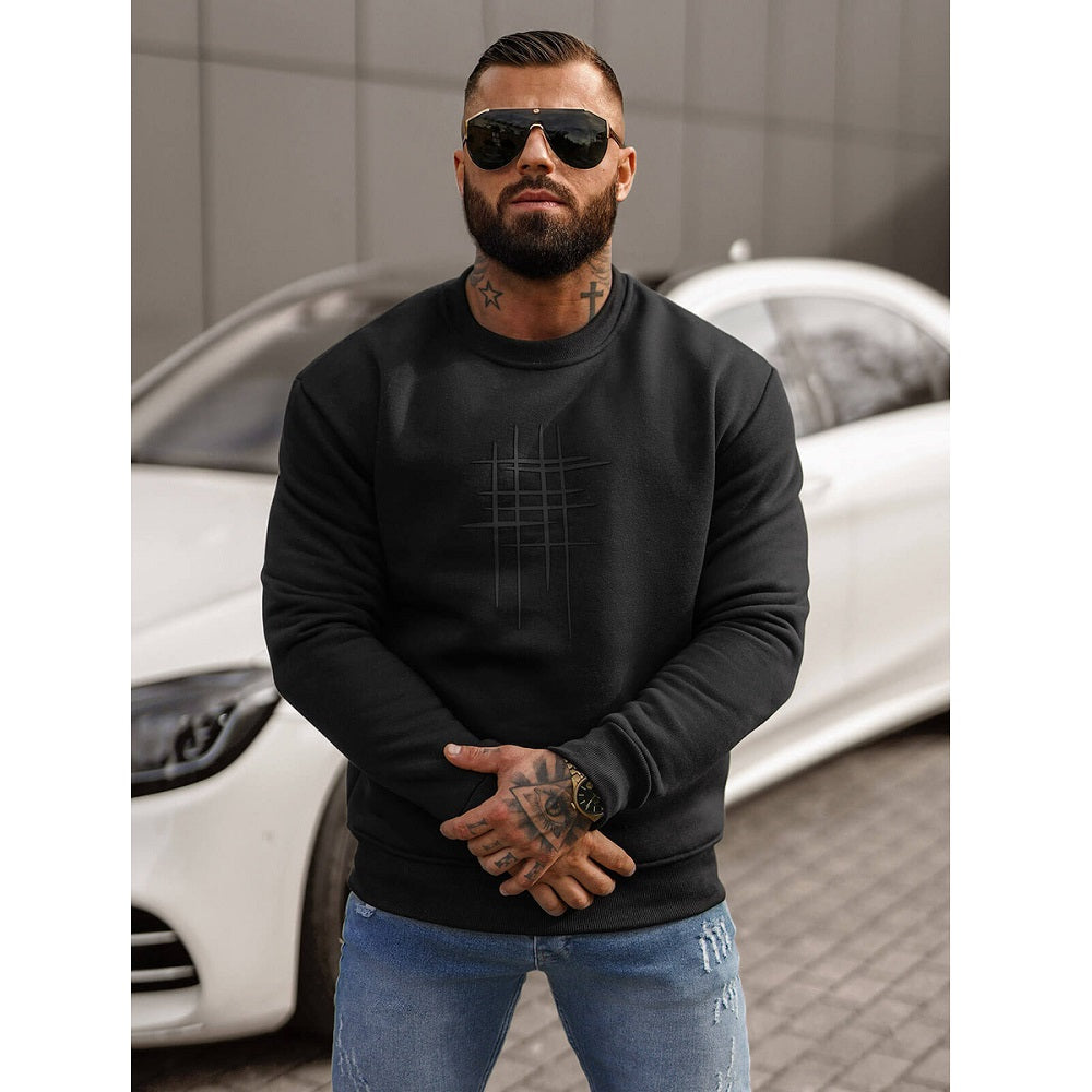 Sweatshirt med Tryck - Svart Herrtröja framifrån