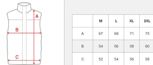 Herrväst 439 kr - Vit svart quiltad väst med huva storlekstabell