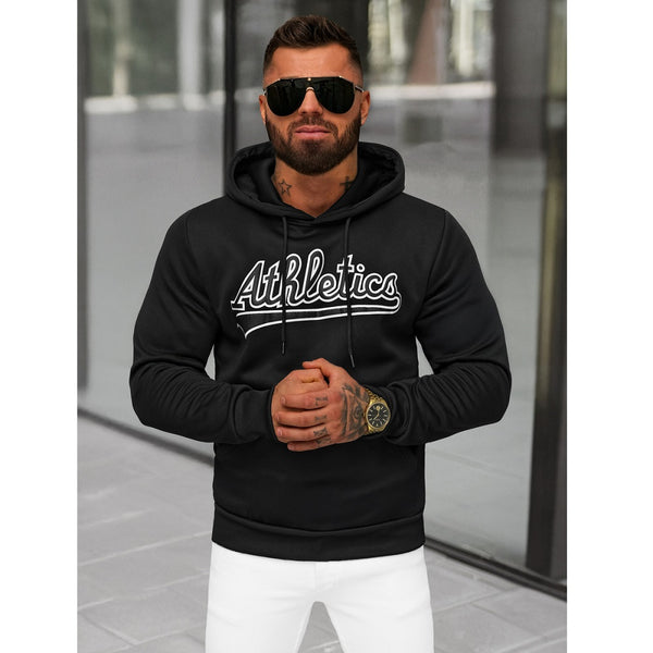 Hoodie med tryck Athletics - Svart Herrtröja framifrån