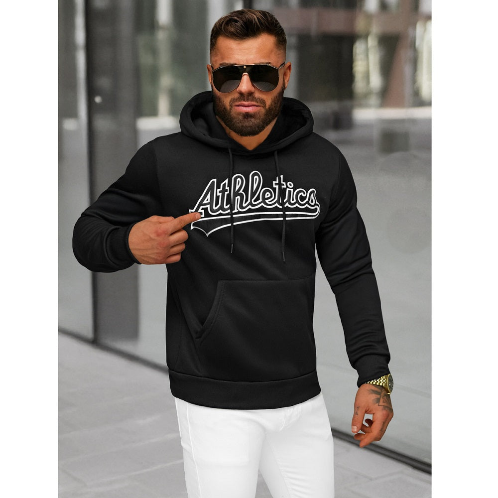 Hoodie med tryck Athletics - Svart Herrtröja sida