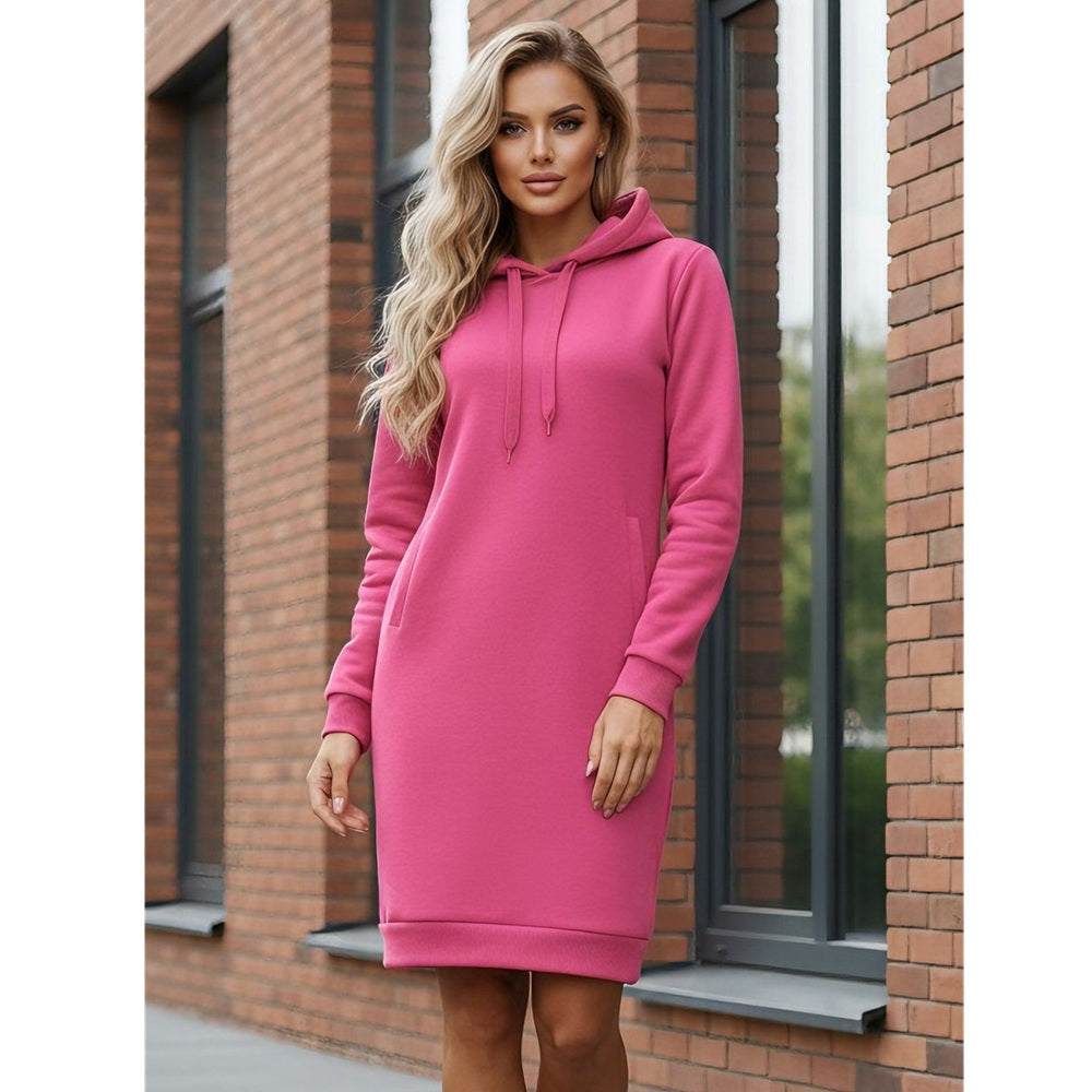 Dam Hoodie - mörkrosa damtröja med luva