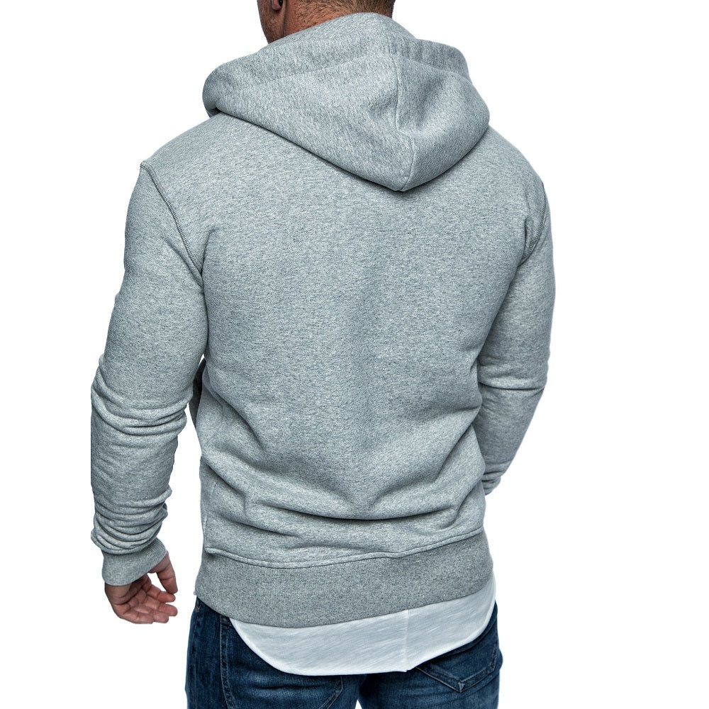 Ljusgrå Herr Hoodie med känguruficka bakifrån