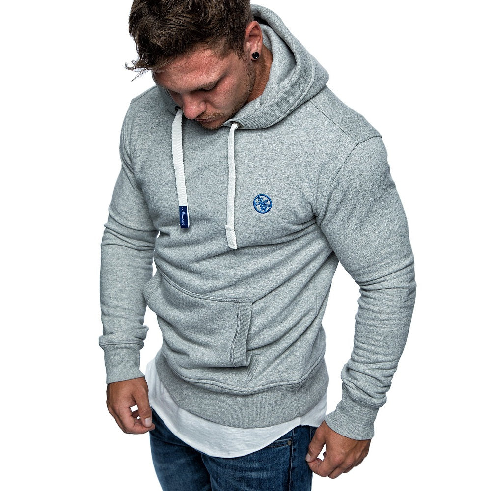 Ljusgrå Herr Hoodie med känguruficka