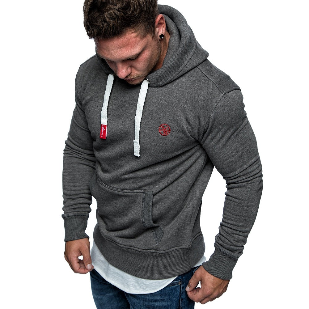 Mörkgrå herr hoodie med känguruficka - Herrtröja