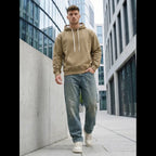 Beige hoodie herr stilren design framifrån