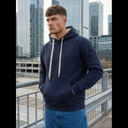 Tunn hoodie herr mörkblå med luva och ficka