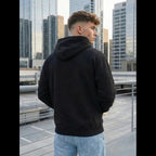 Hoodie herr svart bakifrån med huva