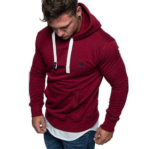 Vinröd Hoodie herr med känguruficka Herrtröja