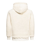 Vit fleecetröja med luva Hoodie Herr bakifrån