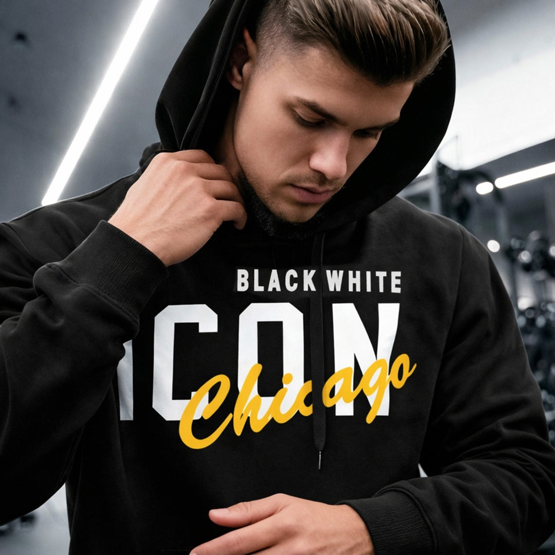 Hoodie Herr - svart herrtröja icon Framifrån