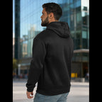 Svart hoodie för herr med diskret Never Give Up-tryck framtill Bakifrån