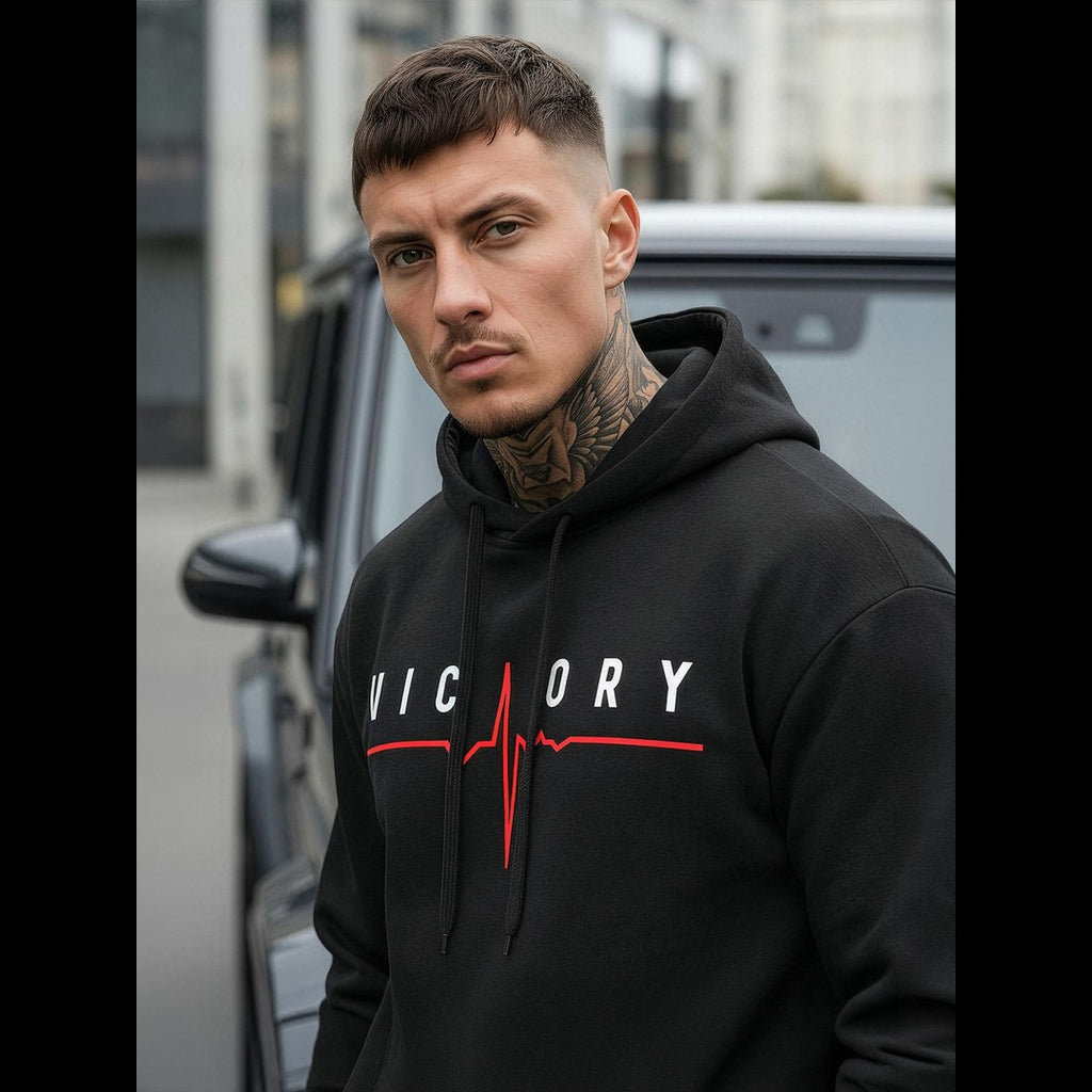 svart hoodie herr bomull polyester modern design