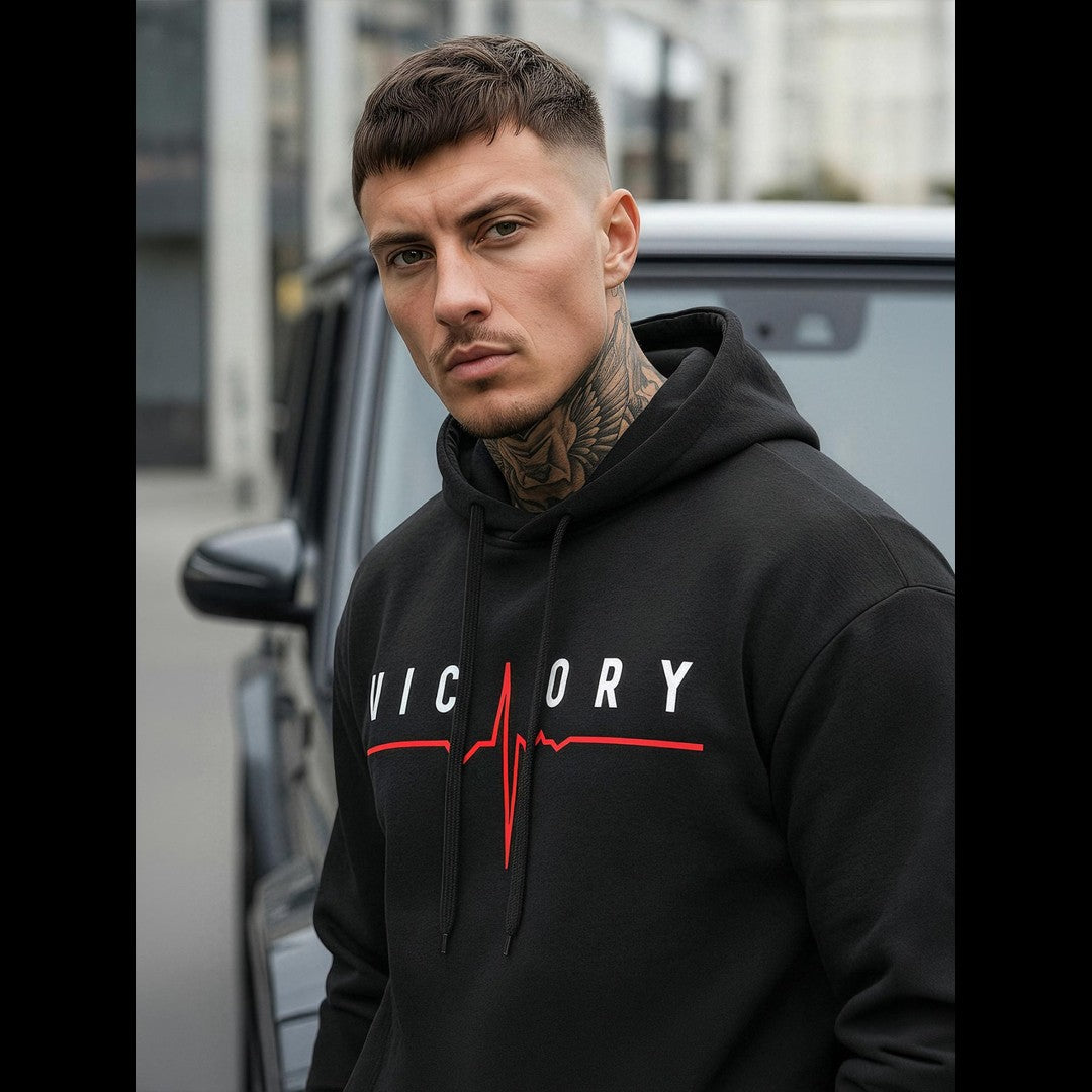 svart hoodie herr bomull polyester modern design