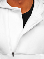 Vit Half Zip Hoodie - Herrtröja med luva - Utförsäljning