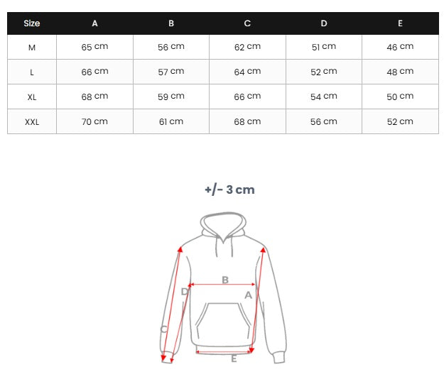 Sportig svart herrtröja med luva storlekstabell