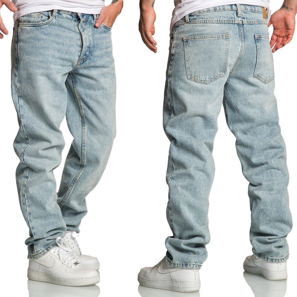 Baggy jeans - herrjeans loose fit ljusblåa