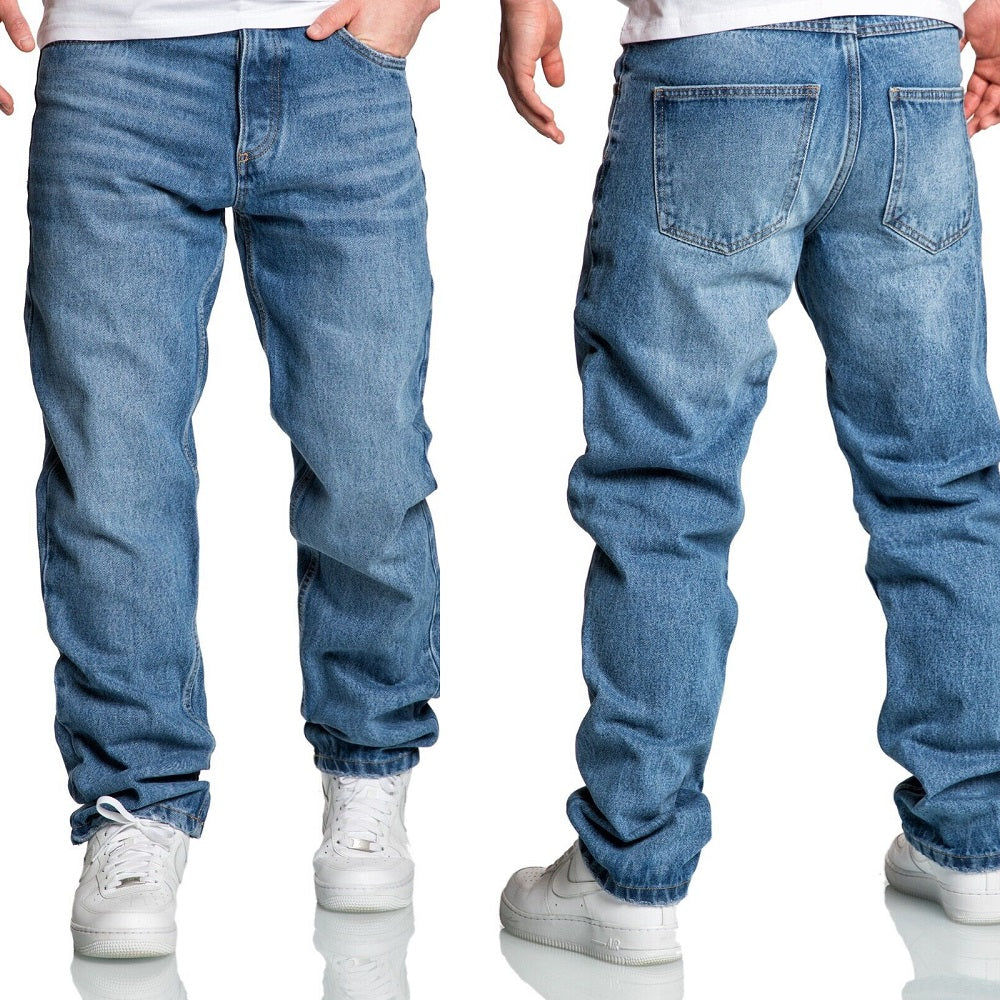 Baggy jeans - herrjeans loose fit mörkblåa