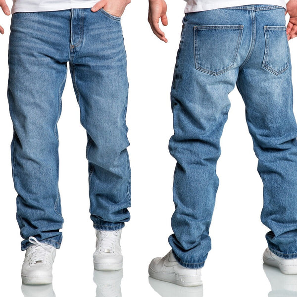 Baggy jeans - herrjeans loose fit mörkblåa