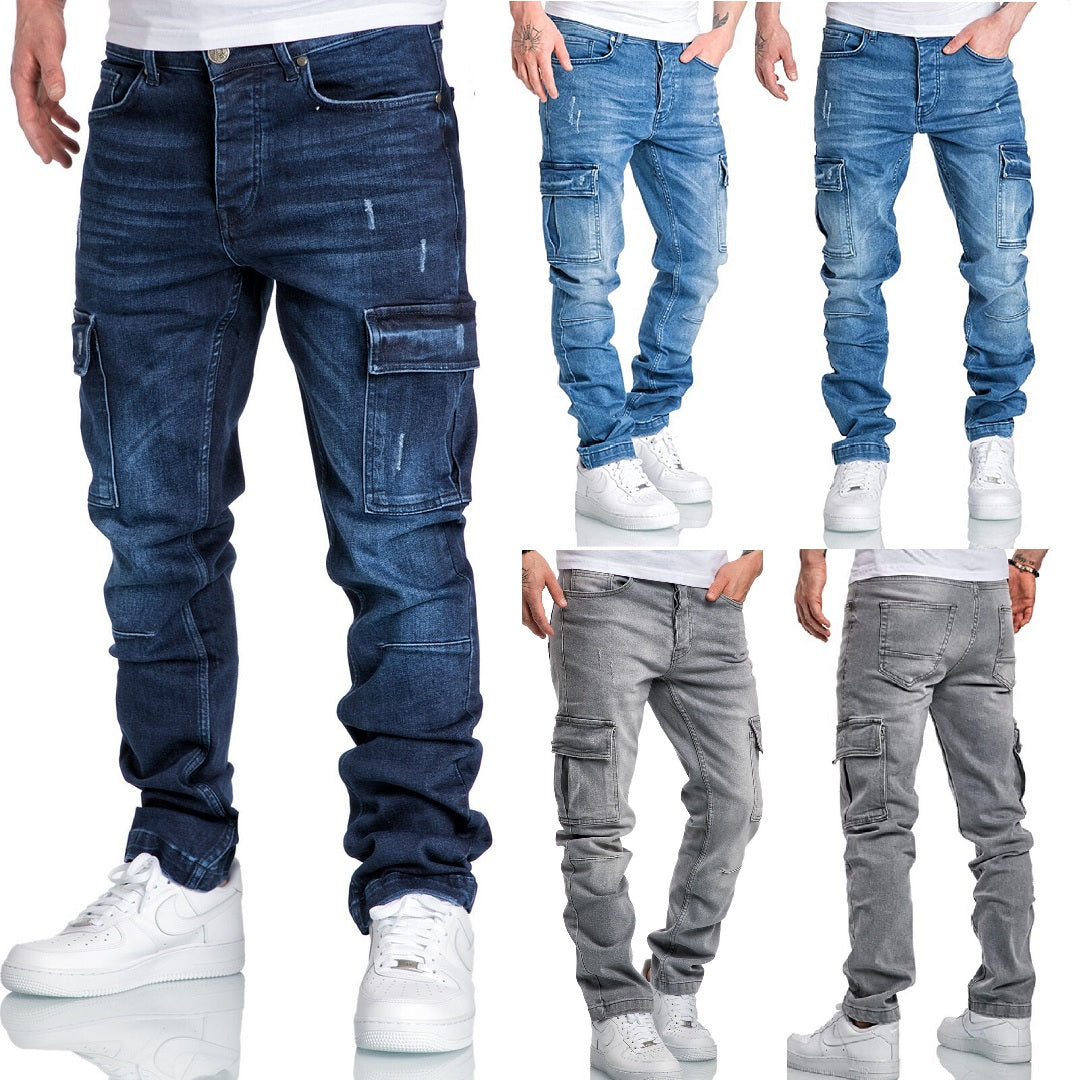Jeans Herr - herrjeans med cargofickor på bägge benen - härlig stretch