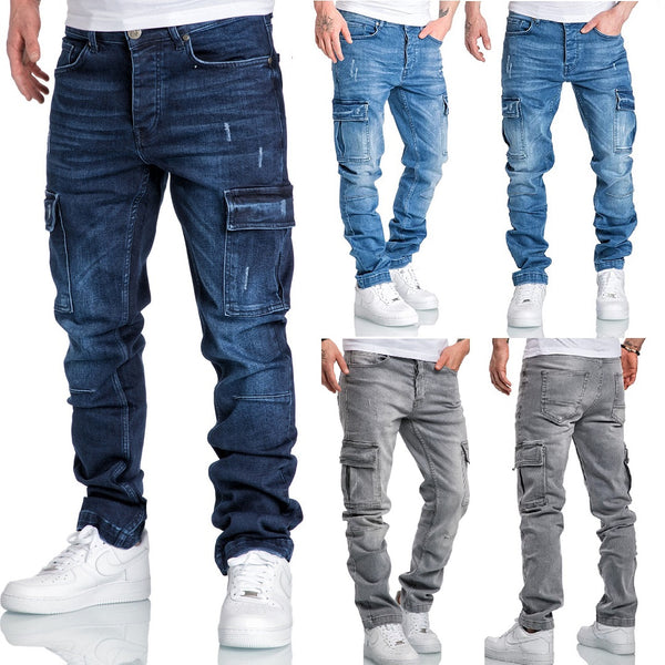 Jeans Herr - herrjeans med cargofickor på bägge benen - härlig stretch