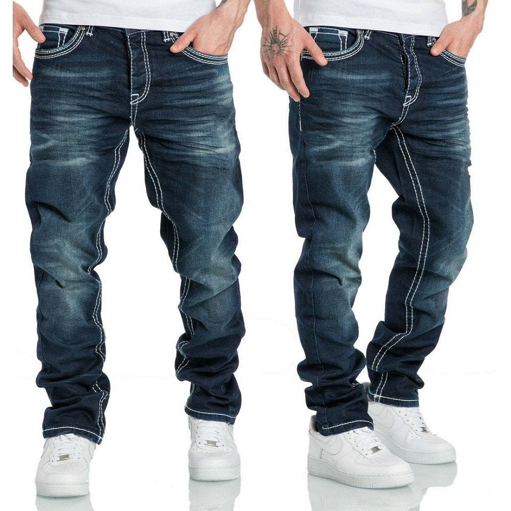 Mörkblåa jeans herr med stretch