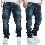 Mörkblåa jeans herr med stretch