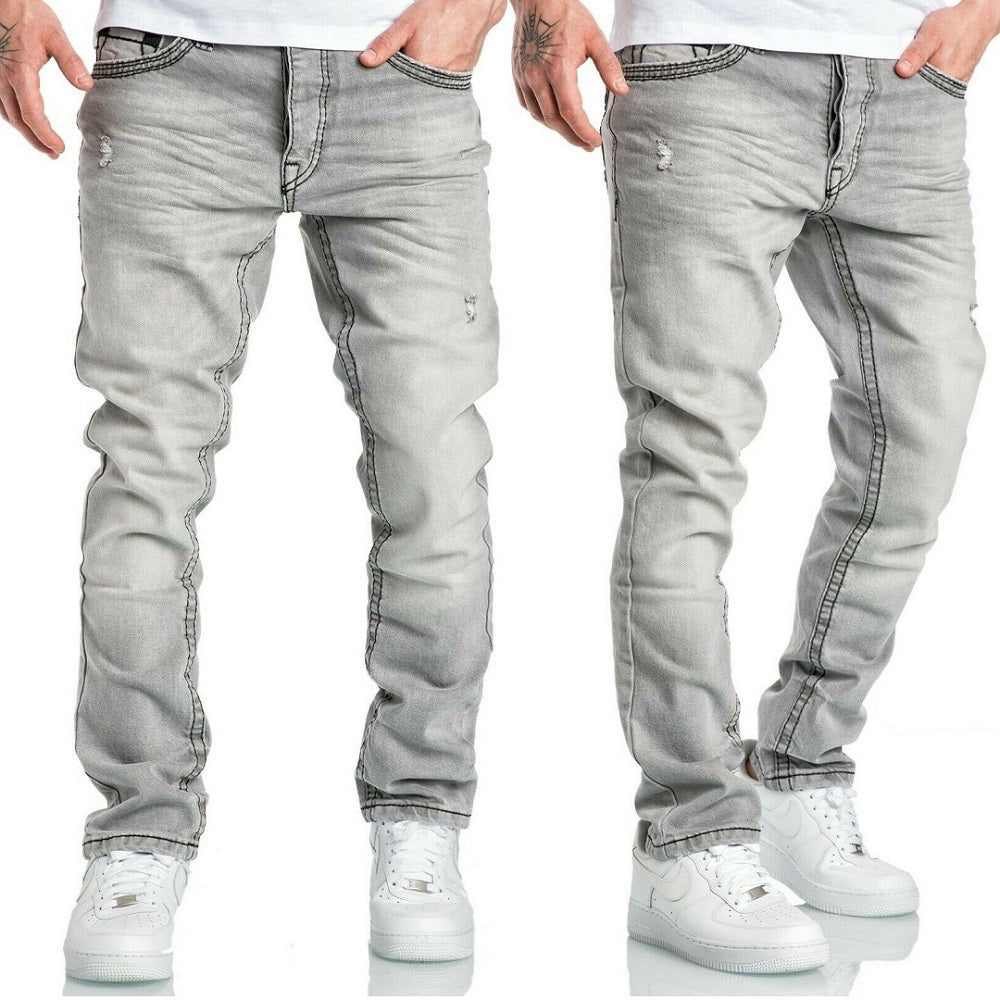 Jeans herr - Ljusgrå regular fit herrjeans