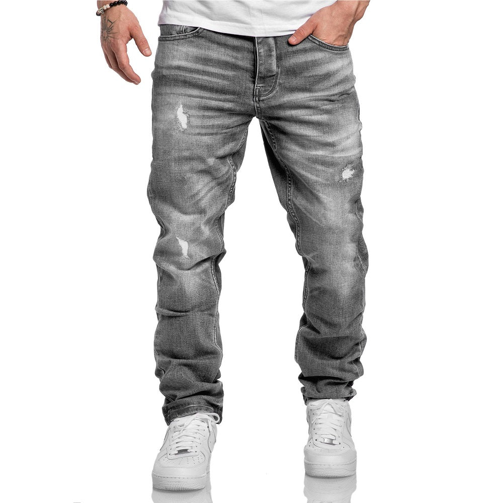 Jeans Herr straight fit 3 färgval gråa framifrån