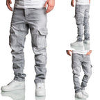 Jeans ljusgråa med cargofickor