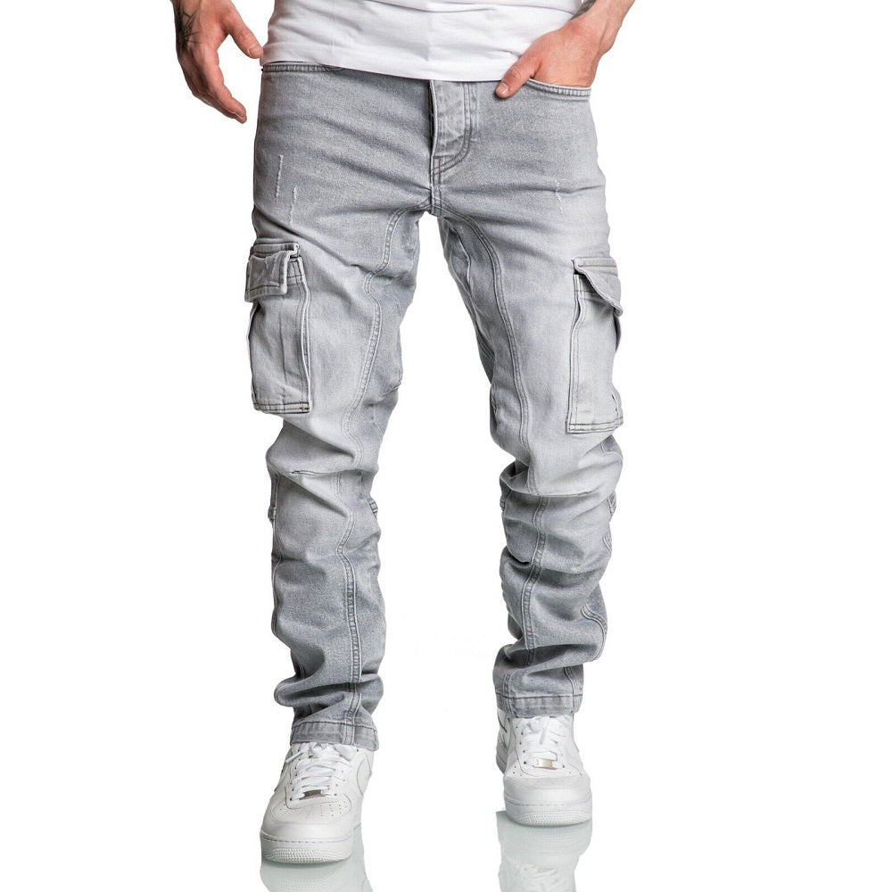 Jeans Herr 549 kr - ljusgrå Cargojeans med benfickor framifrån