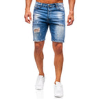 Trendslitna jeanshorts - Herrshorts blå
