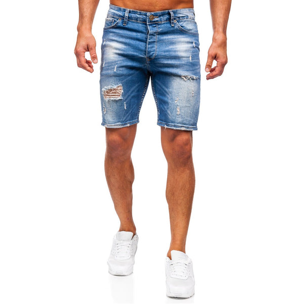 Trendslitna jeanshorts - Herrshorts blå