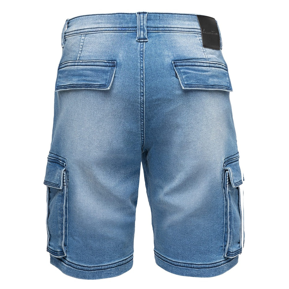 Cargojeans shorts herr från Amaci & Sons ljusblåa bakifrån