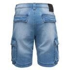 Cargojeans shorts herr från Amaci & Sons ljusblåa bakifrån