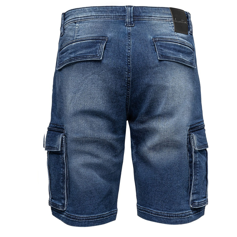 Cargojeans shorts herr från Amaci & Sons mörkblå bakifrån