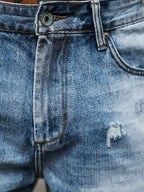 Trendslitna jeansshorts - Herrshorts Blå zoomad