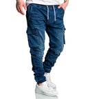 Mörkblå cargobyxor Herr - Jeans joggers med stretch framifrån
