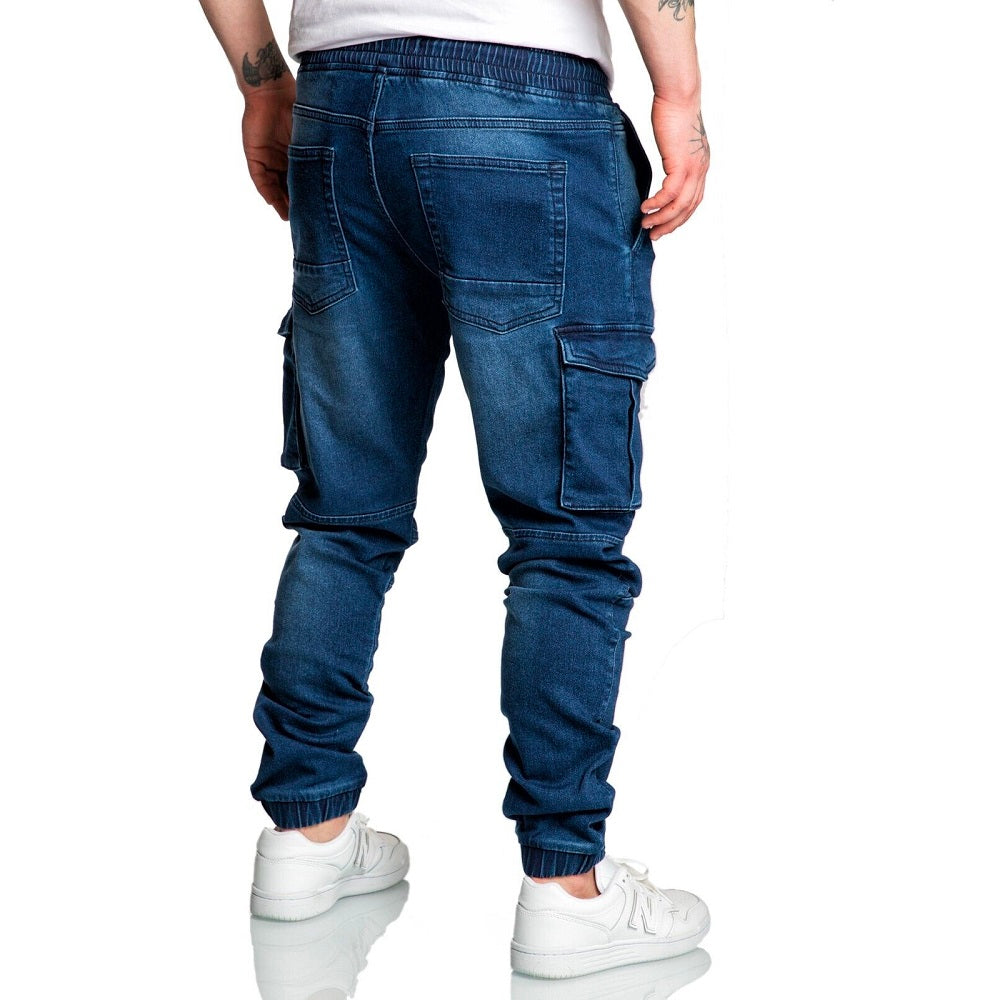 Mörkblå cargobyxor Herr - Jeans joggers med stretch mörkblå