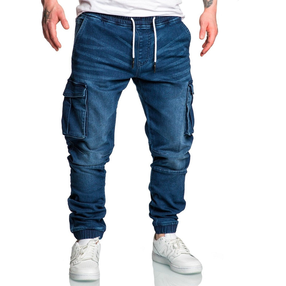 Mörkblå cargobyxor Herr - Jeans joggers med stretch