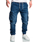 Mörkblå cargobyxor Herr - Jeans joggers med stretch